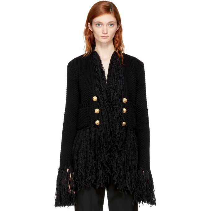 black fringed cardigan
