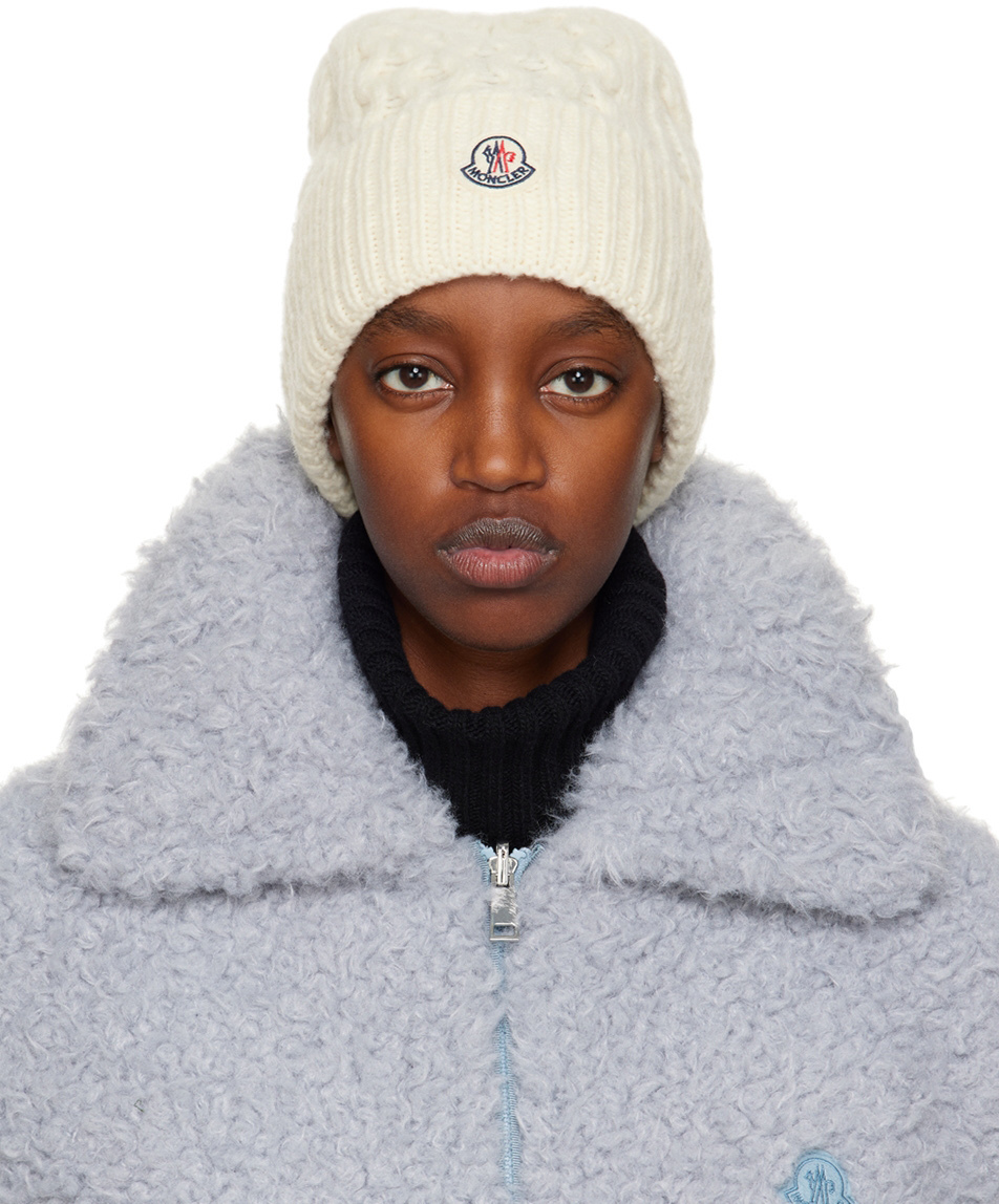 Moncler Off-White Cable Knit Beanie Moncler