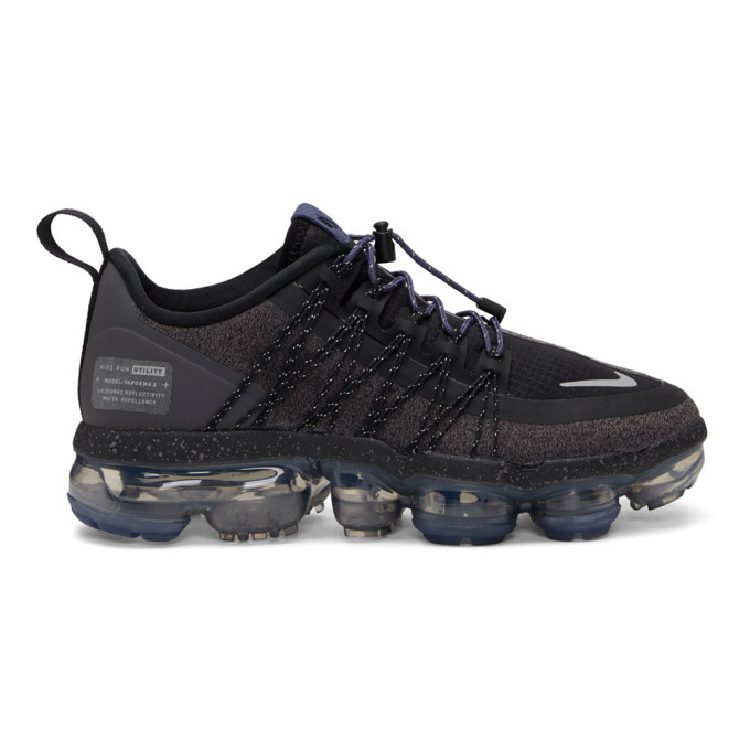 black & purple air vapormax run utility sneakers