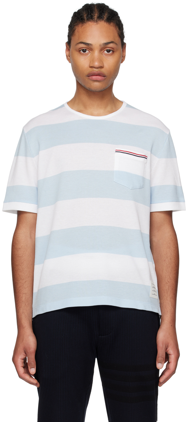 Thom Browne Blue & White Pocket T-Shirt Thom Browne