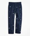 Brooks Brothers Boys Cotton-Blend Embroidered Pants | Navy
