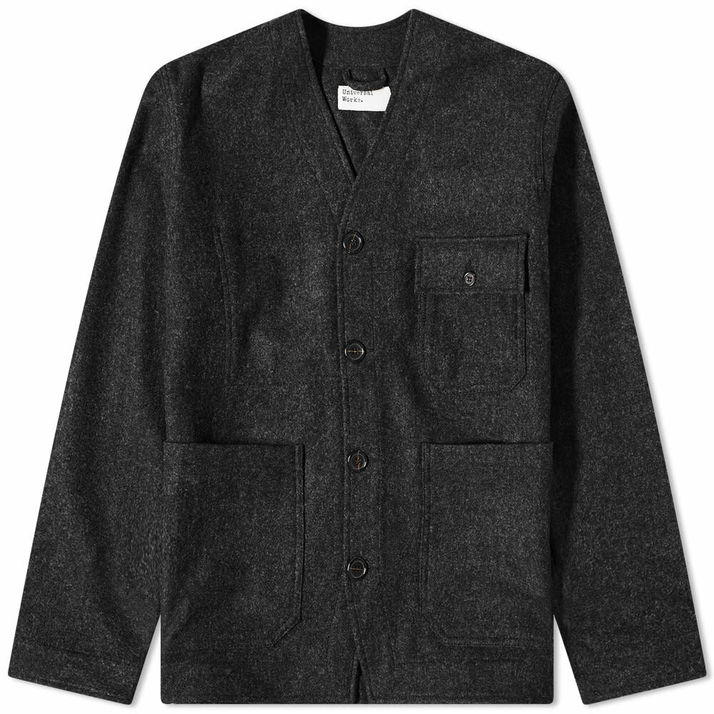 Universal Works Men's Melton Wool Cabin Jacket in Charcoal Universal Works