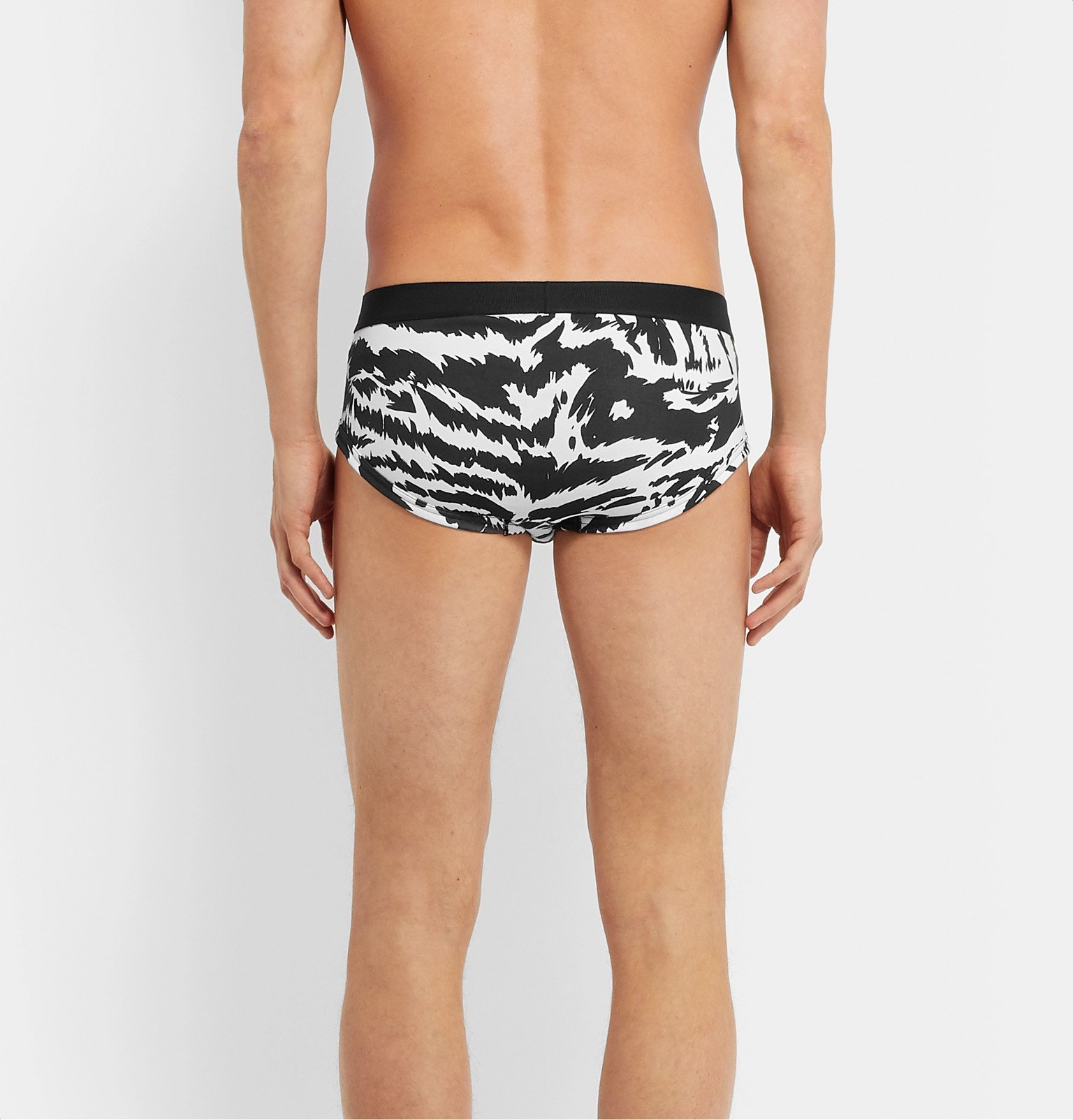 TOM FORD - Tiger-Print Stretch-Cotton Briefs - White TOM FORD