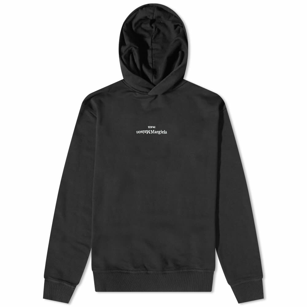 Maison Margiela Men's Upside Down Logo Hoody in Black Maison Margiela