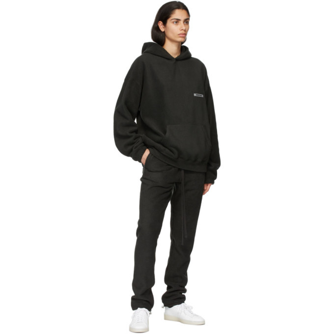 essentials black polar fleece lounge pants