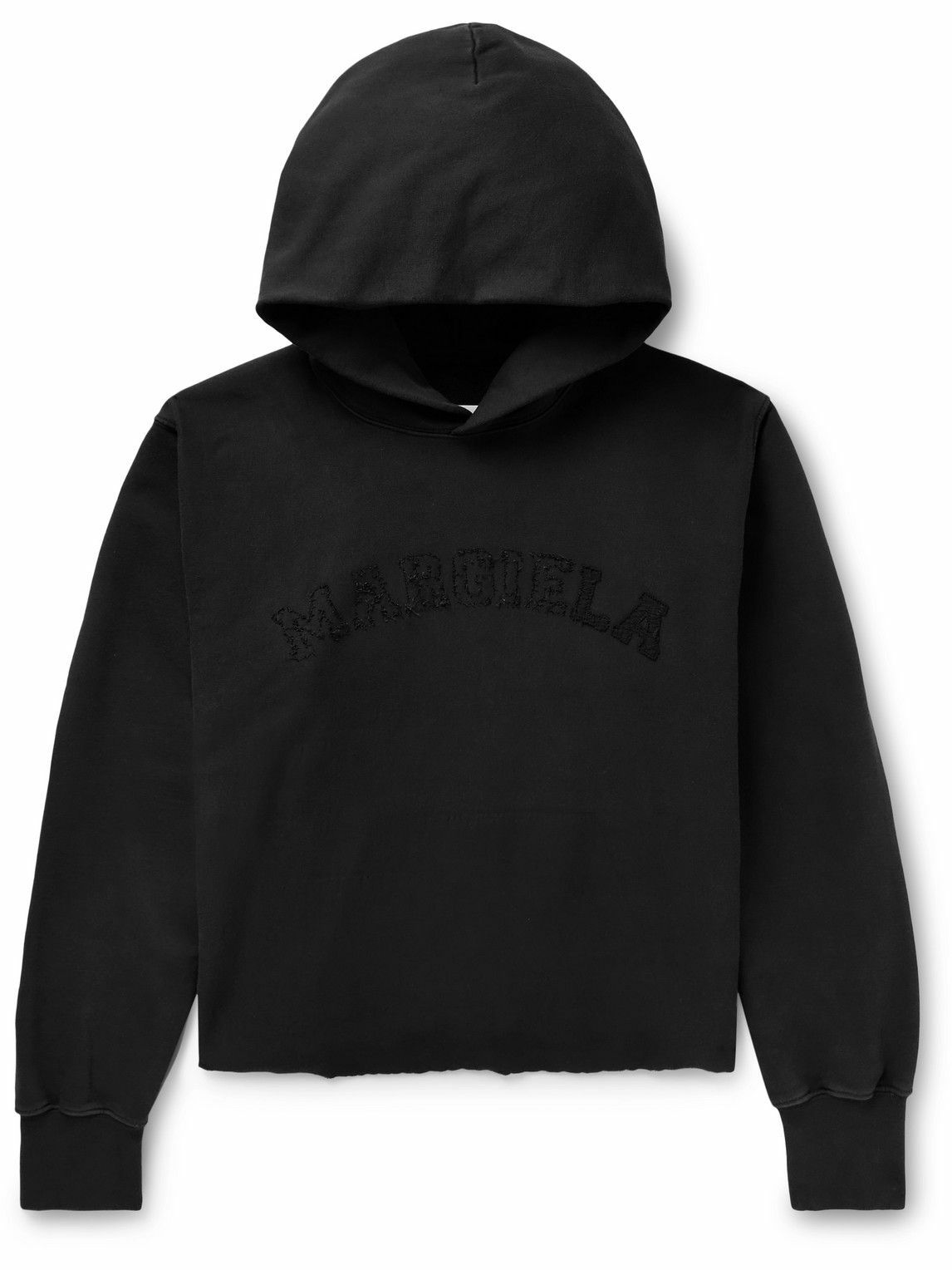 Photo: Maison Margiela - Logo-Embroidered Cotton-Jersey Hoodie - Black