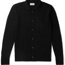 Oliver Spencer - Panelled Cable-Knit Wool Cardigan - Black