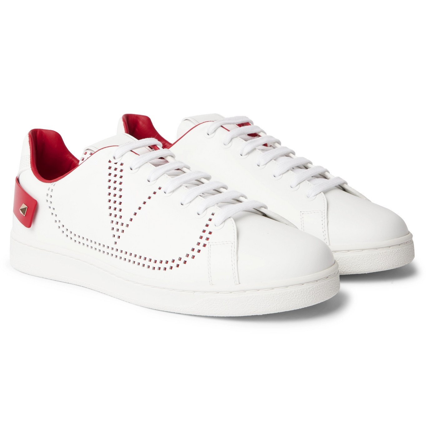 valentino garavani backnet perforated leather sneakers