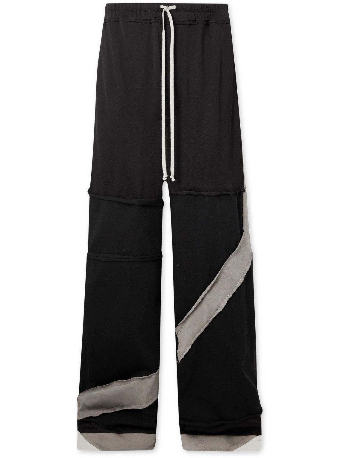Photo: Rick Owens - Swampgod Upcycled Wide-Leg Panelled Cotton-Blend Jersey Sweatpants - Black