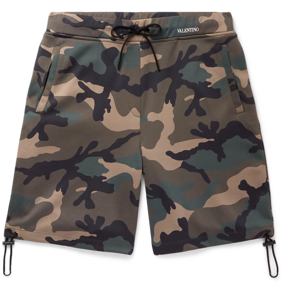 mens camo drawstring shorts