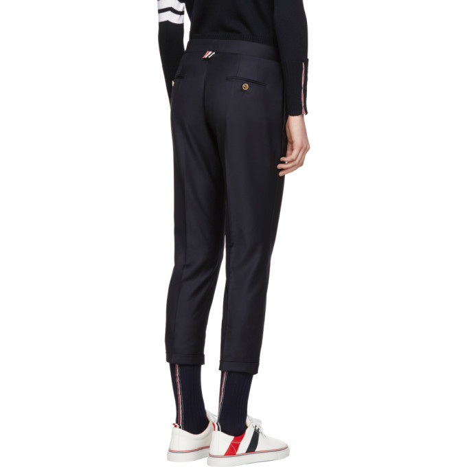 navy skinny cropped trousers