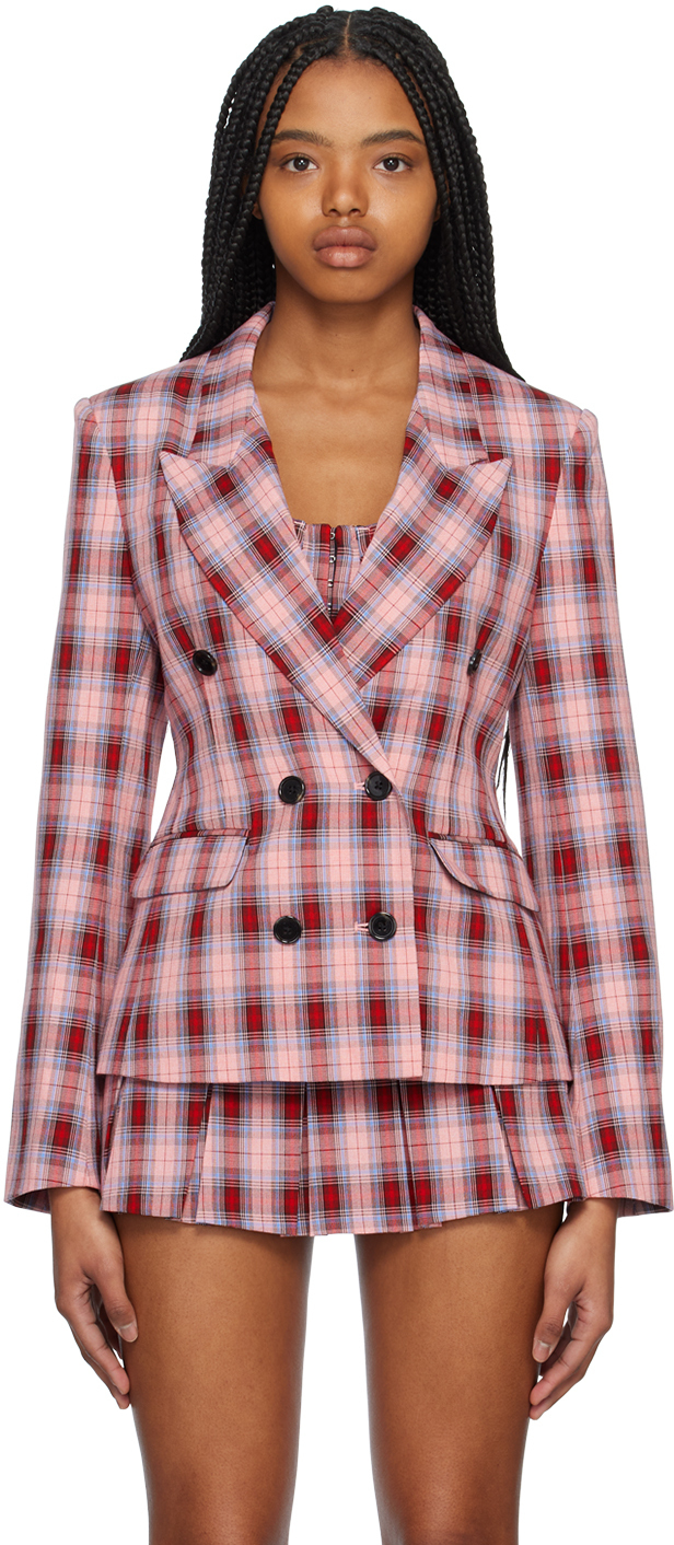 GUIZIO SSENSE Work Capsule Pink Check Blazer