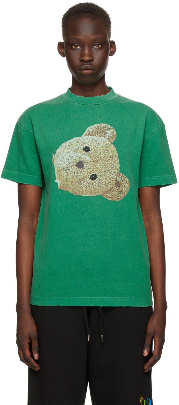 Palm Angels Green \u0026 Pink Sprayed Logo 