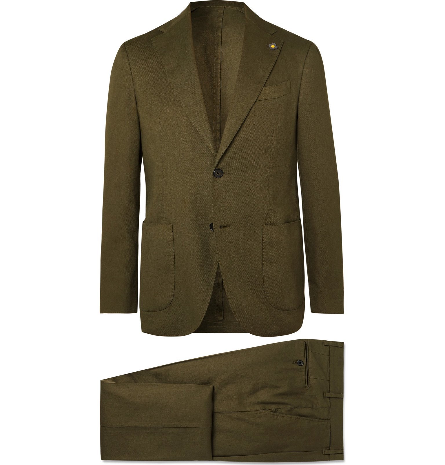 Lardini - Army-Green Slim-Fit Linen-Blend Suit - Green Lardini