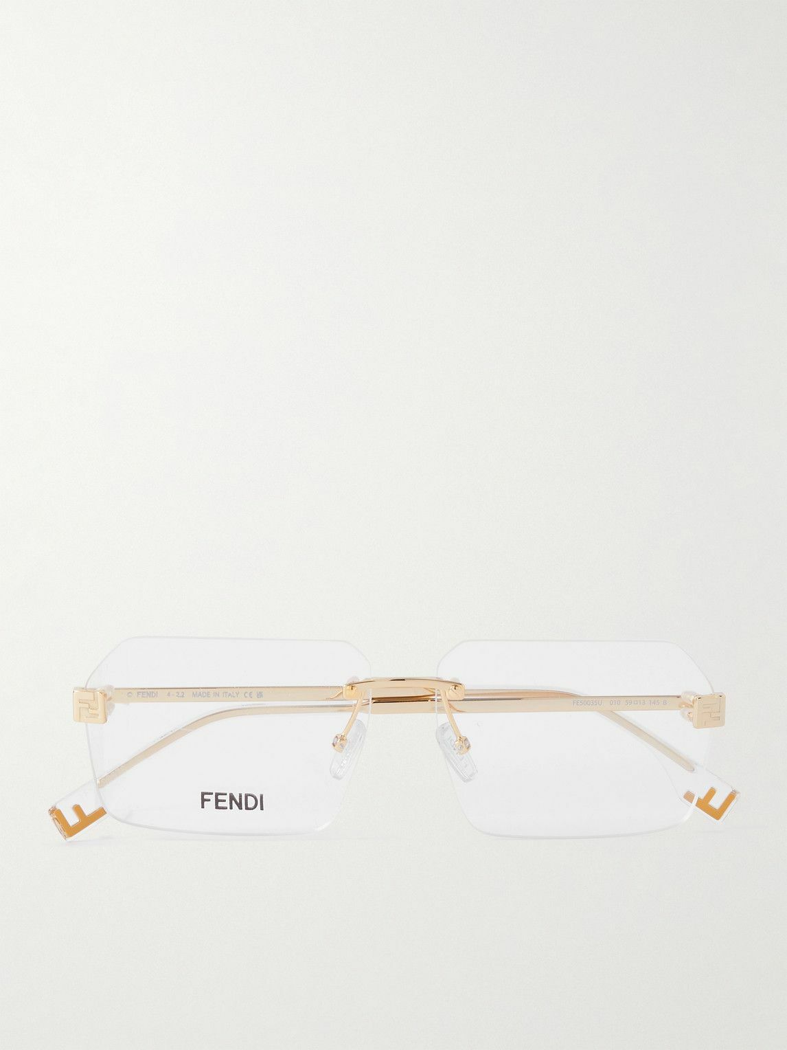 Fendi SquareFrame GoldTone Optical Glasses Fendi