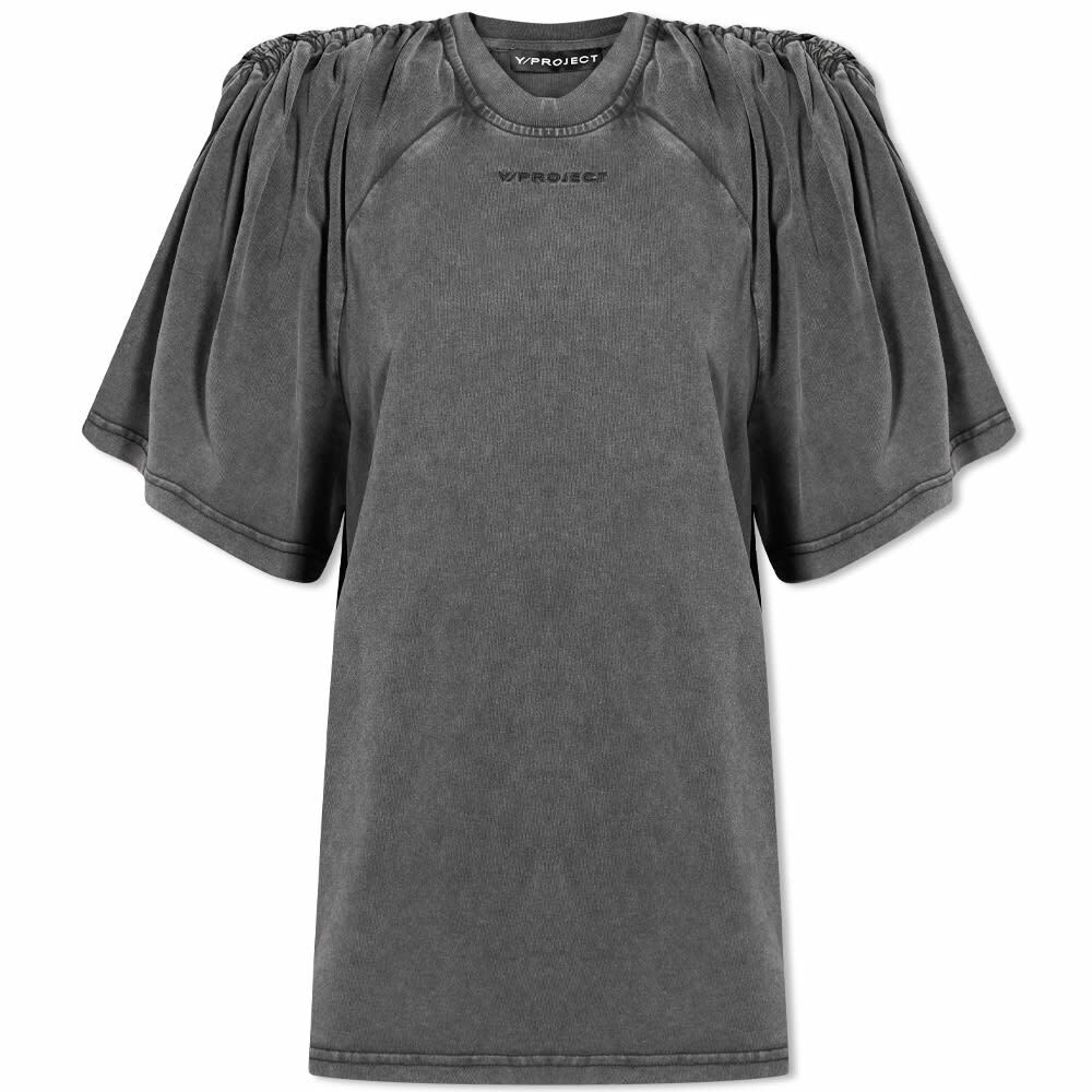 Y/Project Women's Ruched Shoulder T-Shirt in Dark Grey Y/Project