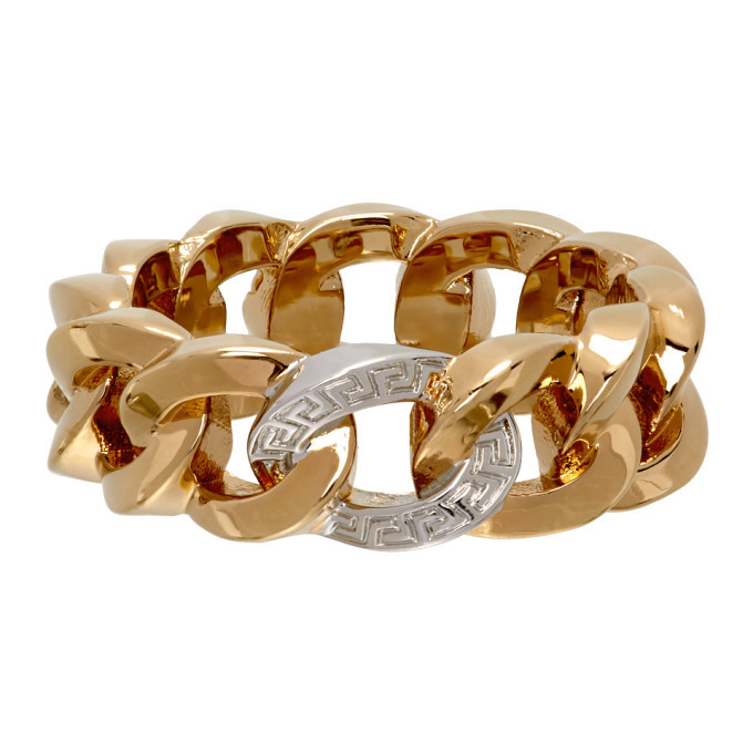 Versace Gold Medusa Chain Ring Versace