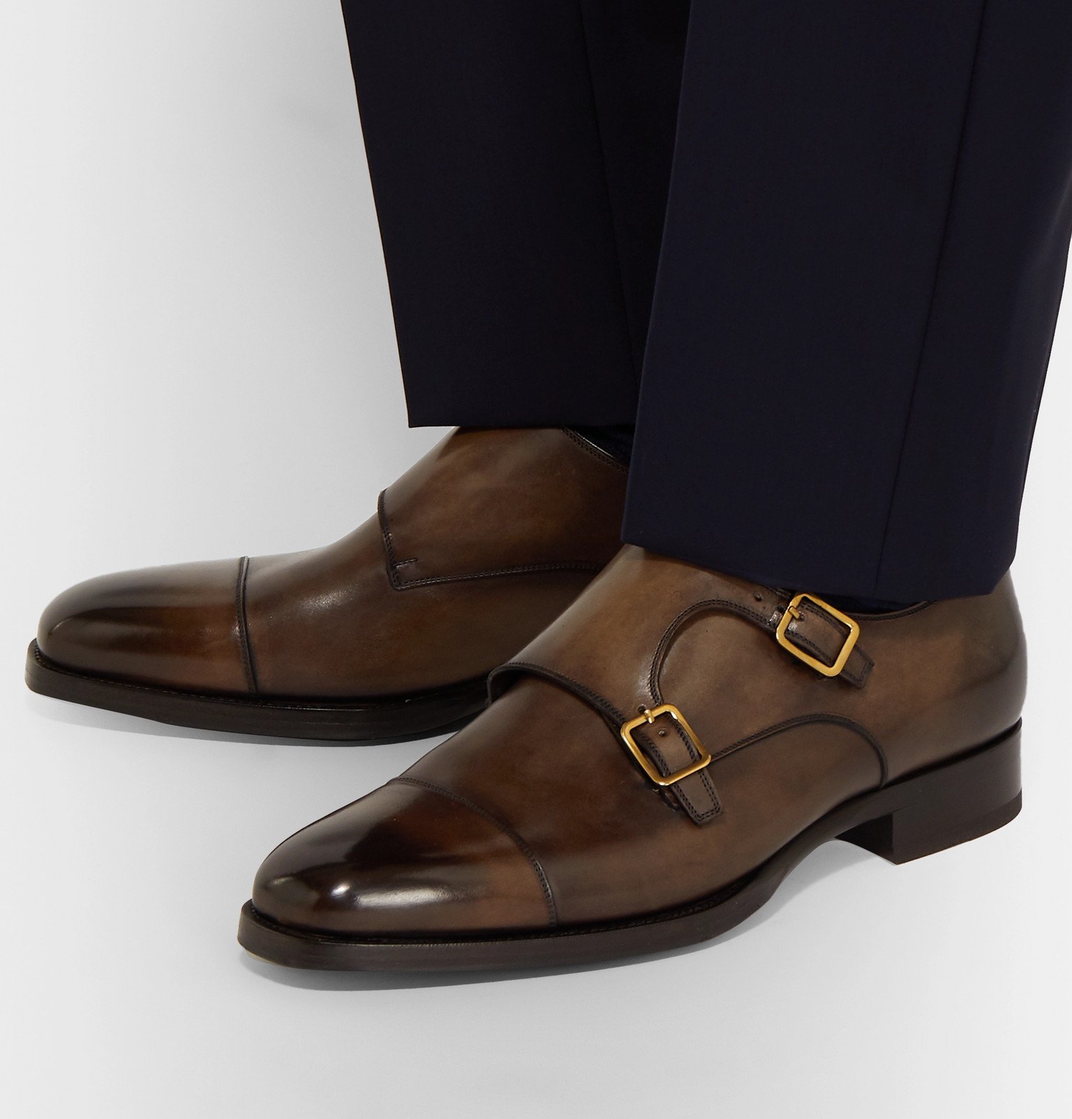 TOM FORD - Wessex Leather Monk-Strap Shoes - Brown TOM FORD