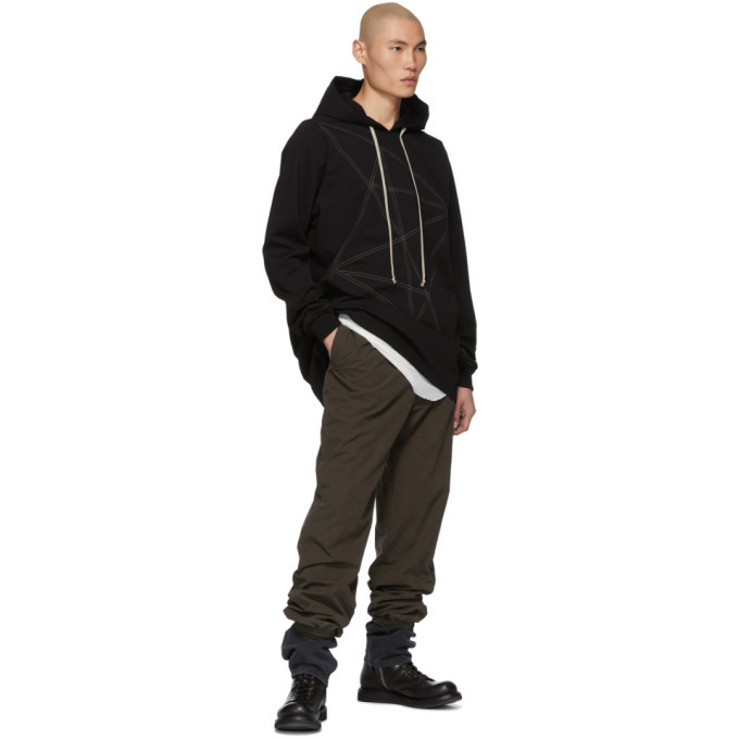 Rick Owens Black Seam Topstitching Hoodie Rick Owens