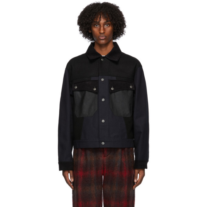 Nicholas Daley Black Denim Mixed Jacket Nicholas Daley