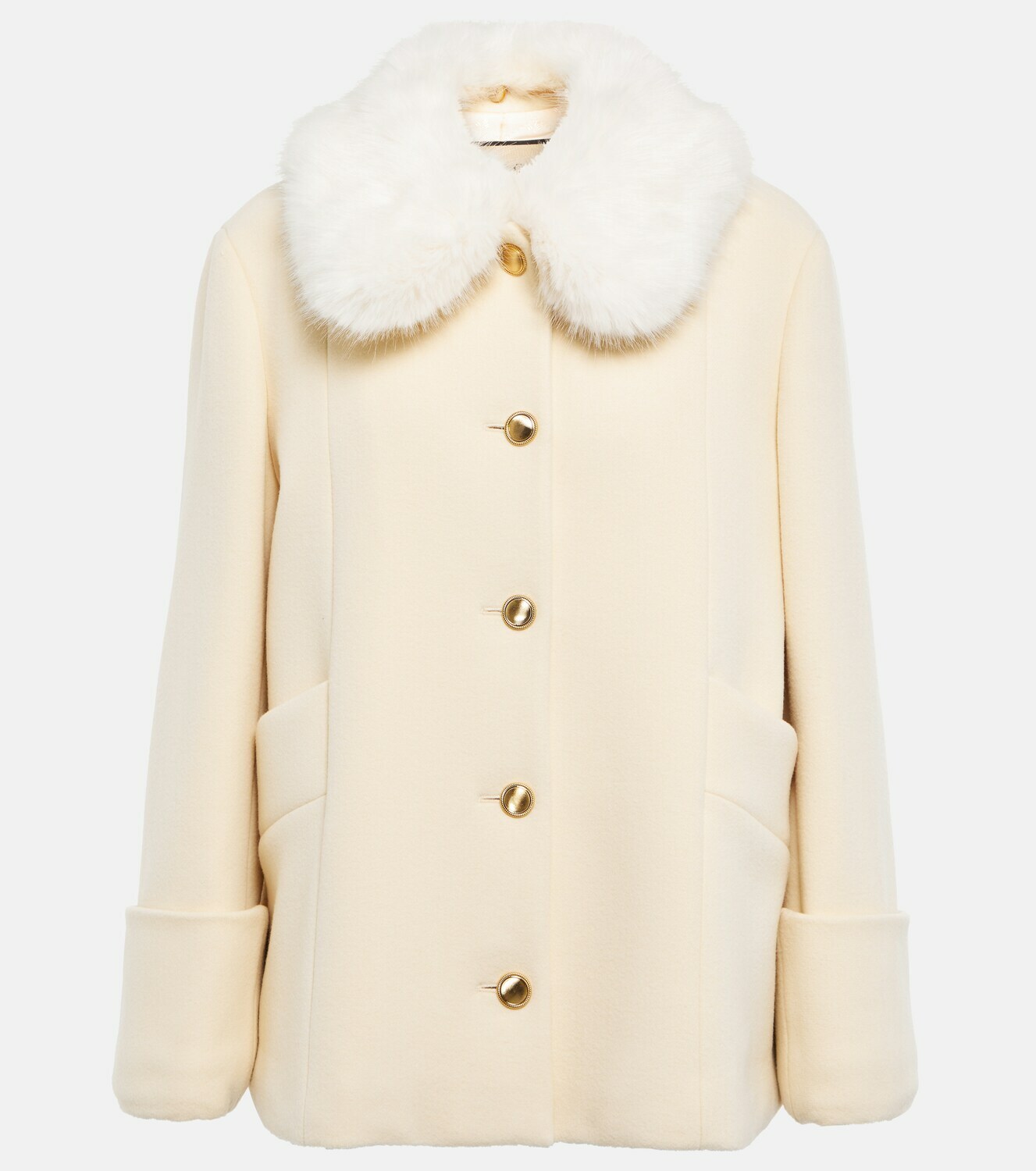 Gucci - Faux Fur-trimmed Wool Jacket Gucci