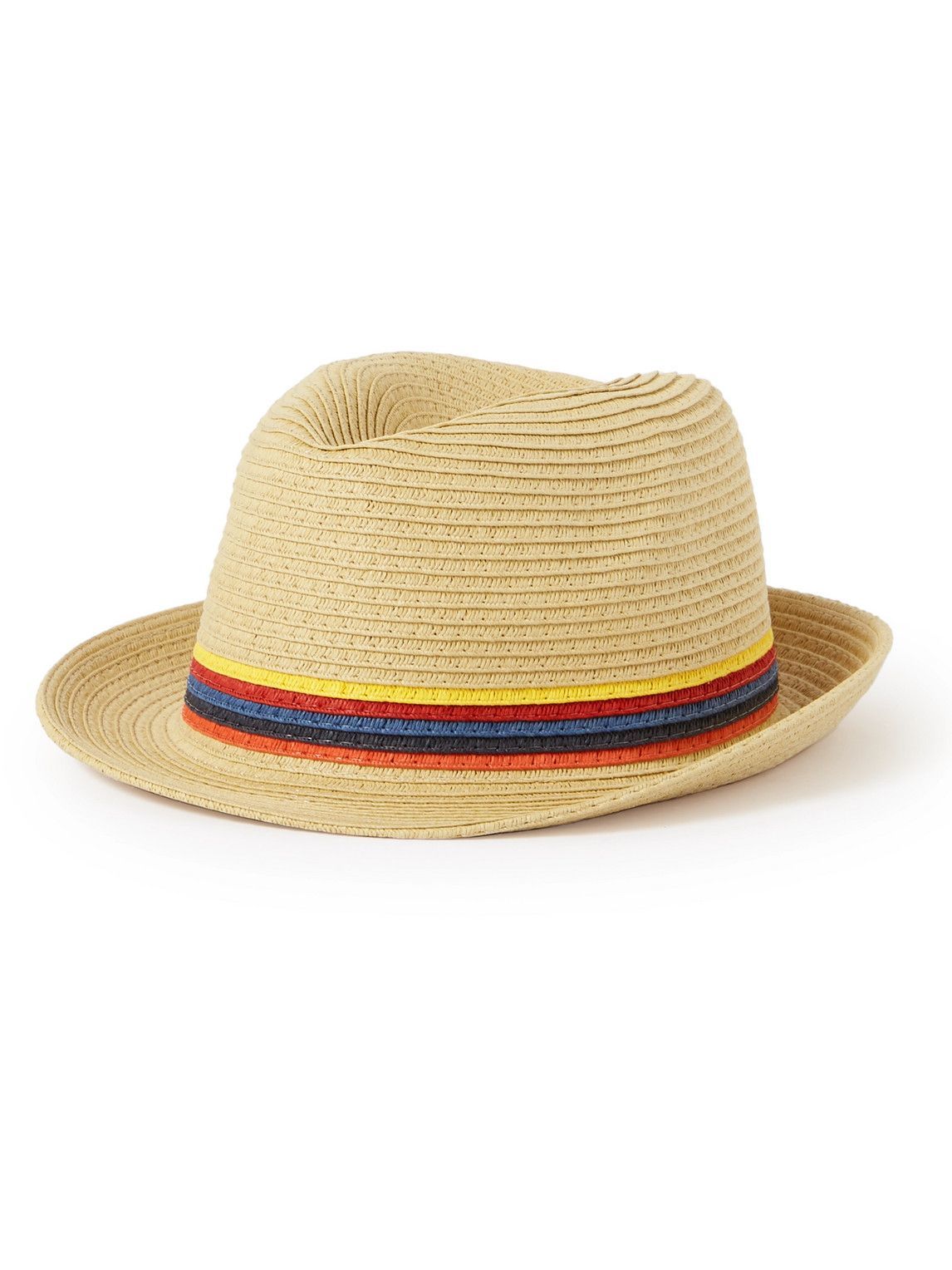 Paul Smith - Striped Straw Trilby Hat - Brown Paul Smith