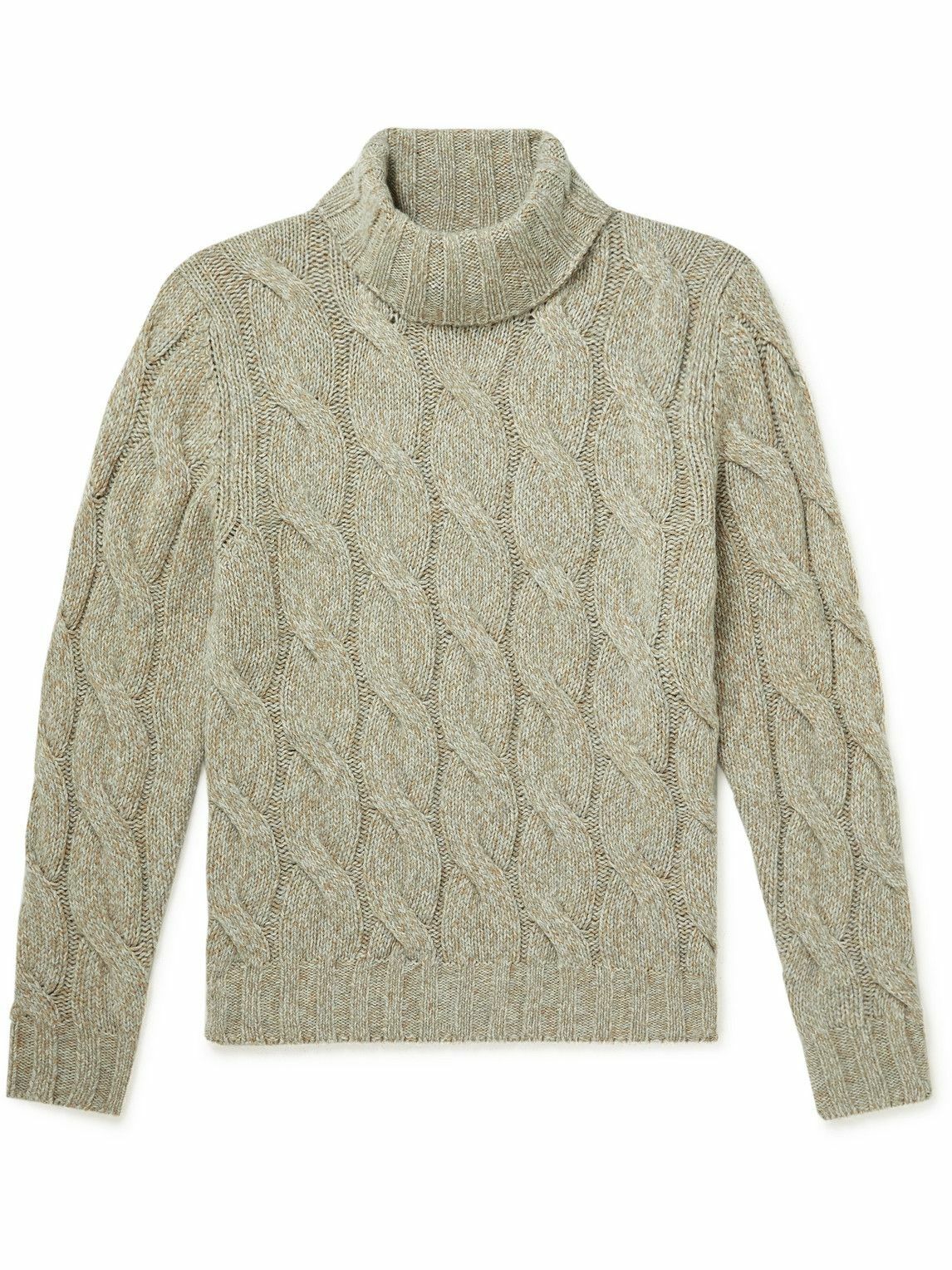 Lardini - Cable-Knit Alpaca and Wool-Blend Rollneck Sweater - Neutrals ...