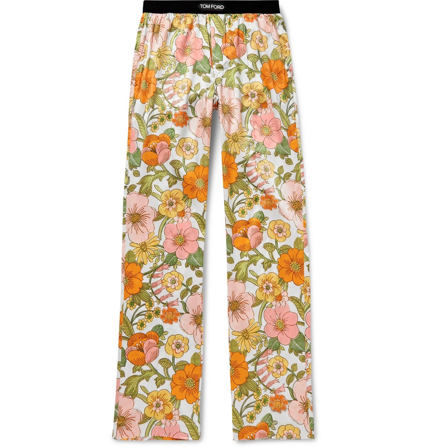 TOM FORD - Velvet-Trimmed Printed Stretch-Silk Satin Pyjama Trousers -  Unknown TOM FORD