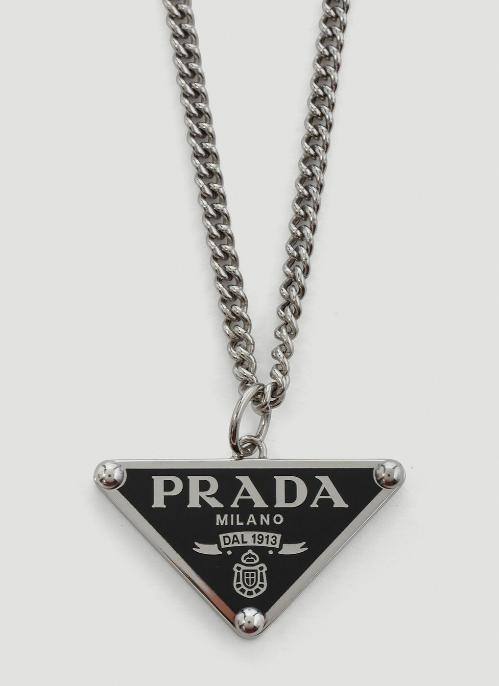 Triangle Logo Necklace in Black Prada