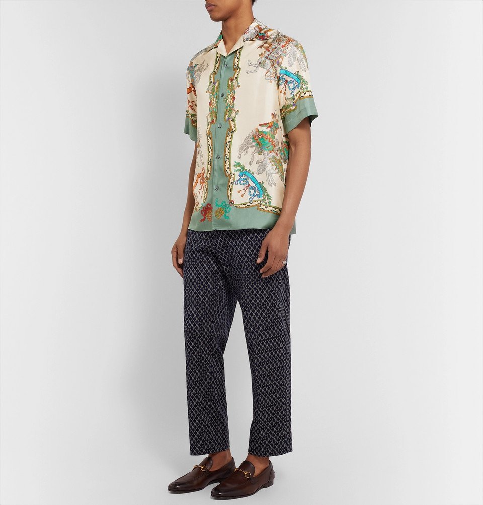 Gucci - Camp-Collar Printed Silk-Twill Shirt - Ivory Gucci