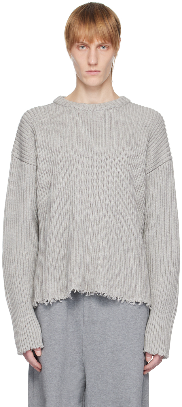 MM6 Maison Margiela Gray Raw Cut Sweater MM6 Maison Margiela