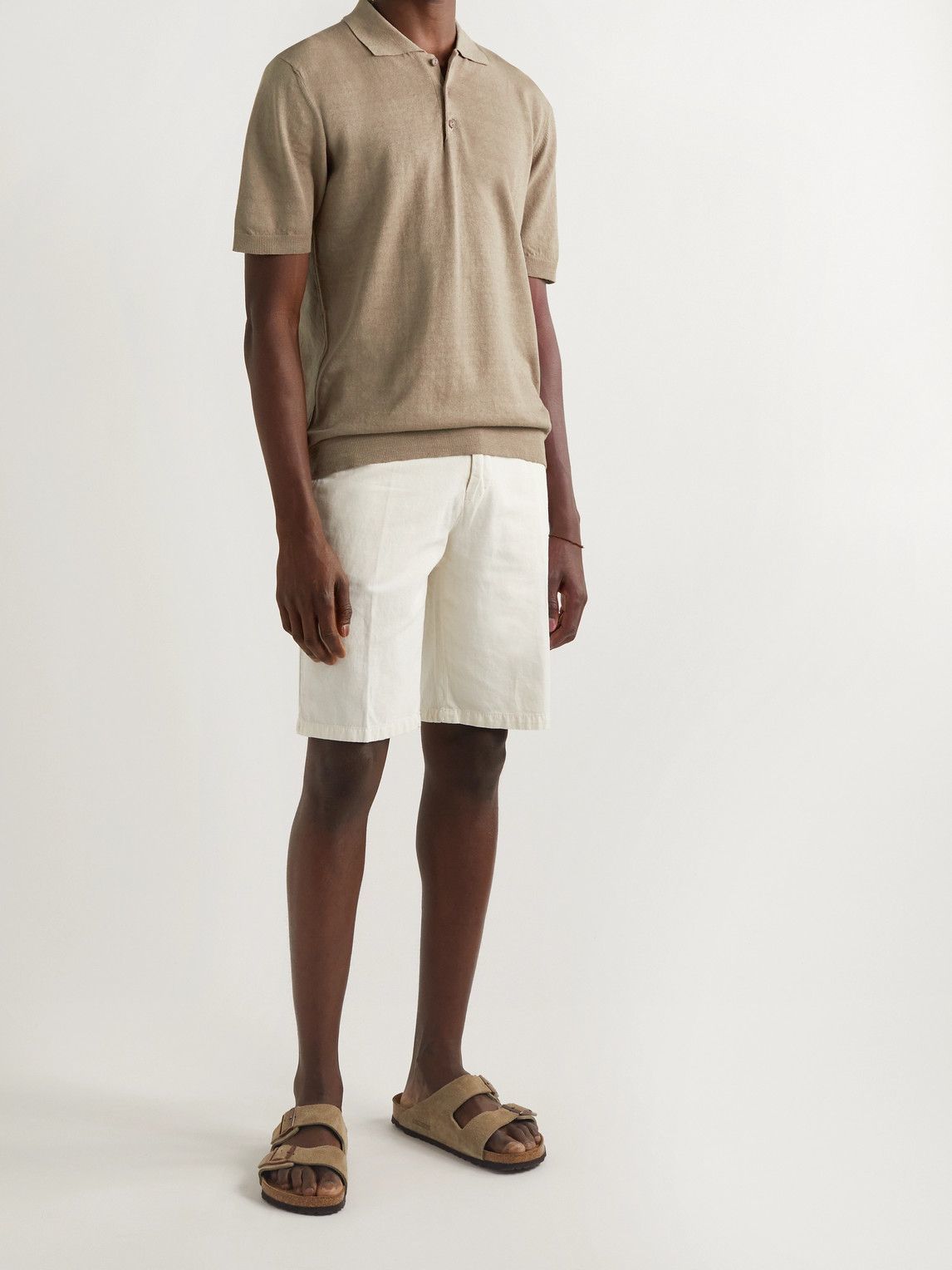 Altea - Linen and Cotton-Blend Polo Shirt - Brown Altea