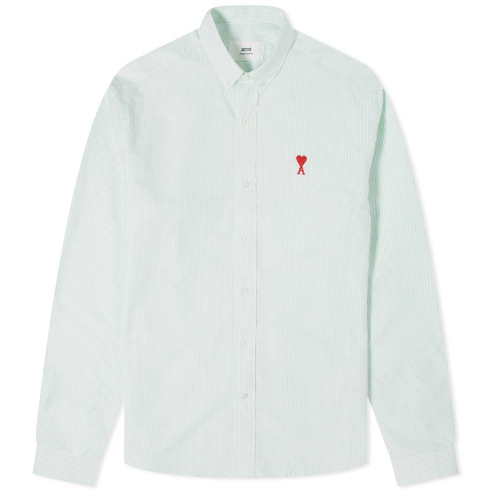 AMI Stripe Logo Button Down Oxford Shirt AMI