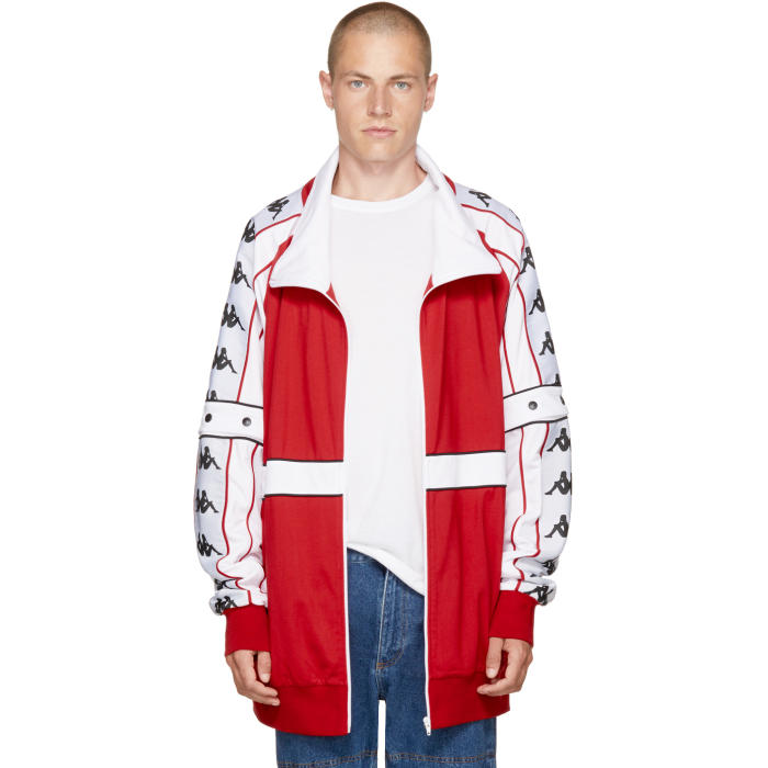 red and white kappa jacket
