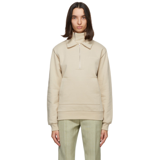 Jacquemus Beige Fleece Le Double Sweat Zip Hoodie Jacquemus