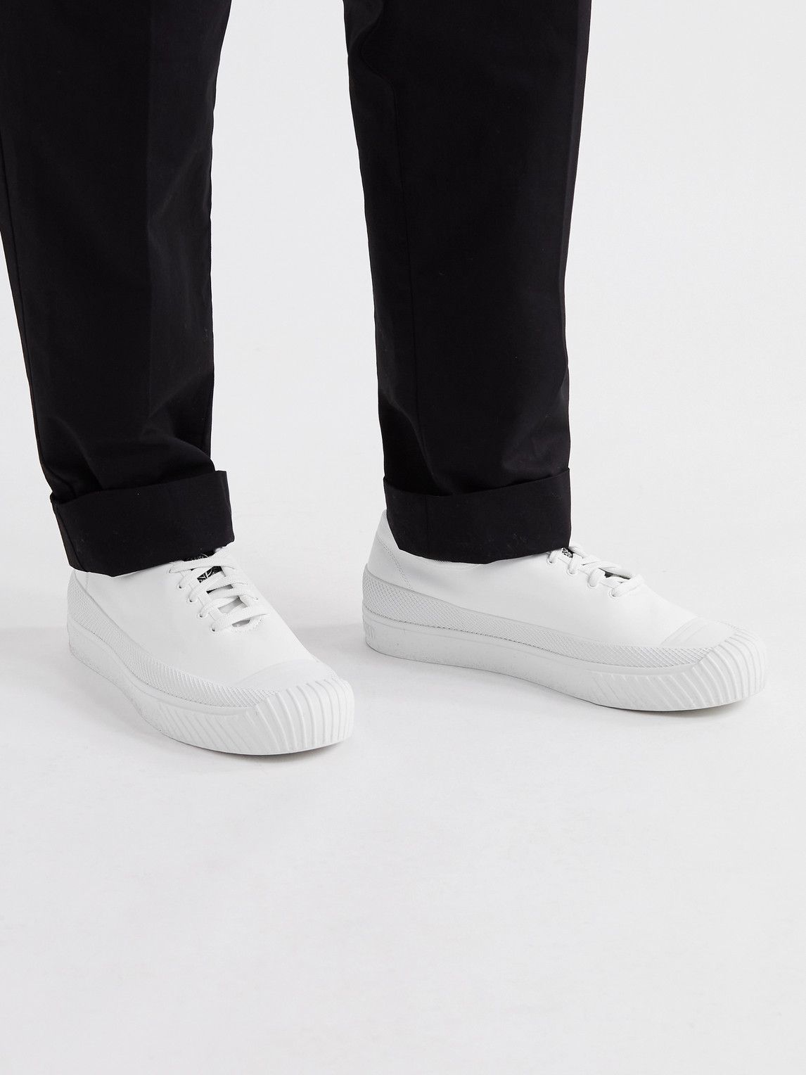 Stone Island - Rubber-Trimmed Leather Sneakers - White Stone Island