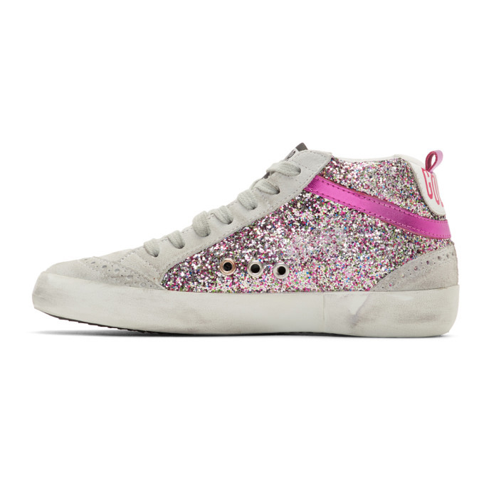 golden goose pink glitter mid star