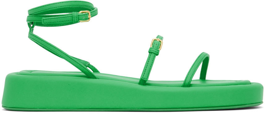 Sportmax Green Wedge Flat Sandals Sportmax