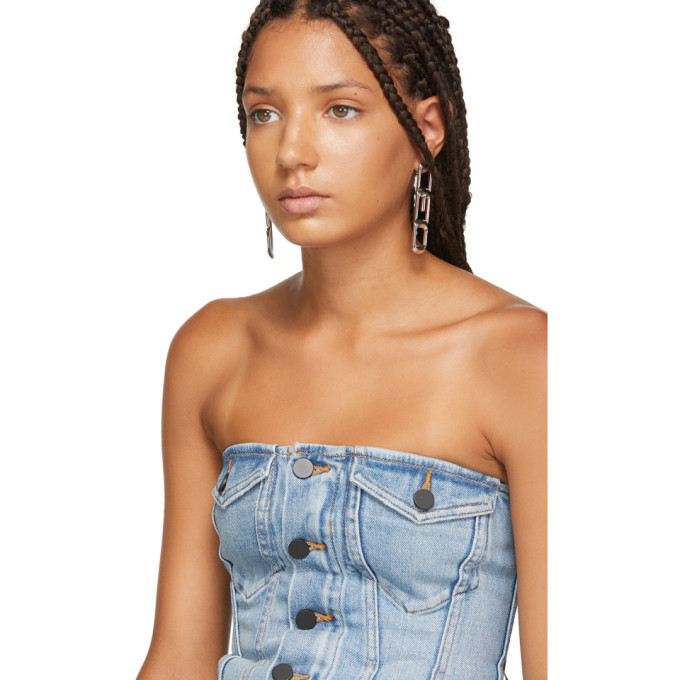 Alexander Wang Blue Strapless Denim Top 