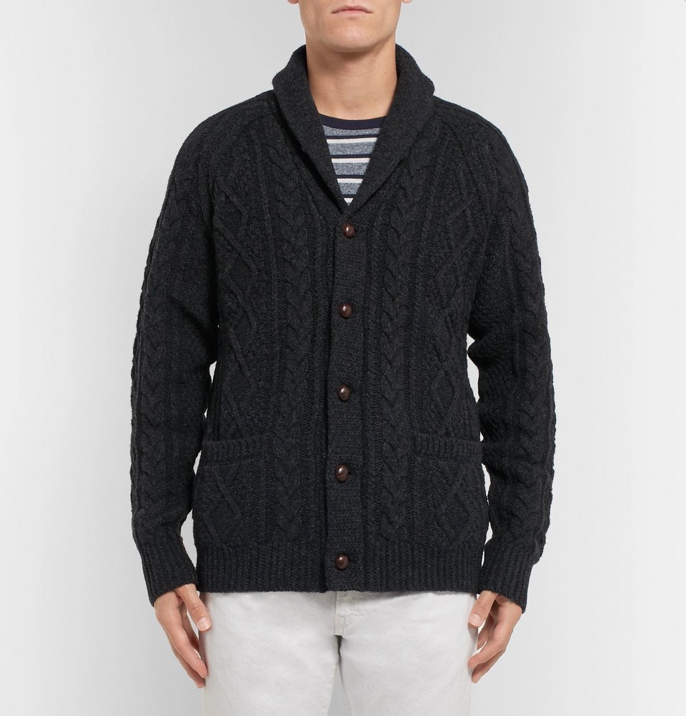 Polo Ralph Lauren - Shawl-Collar Cable-Knit Wool and Cashmere 