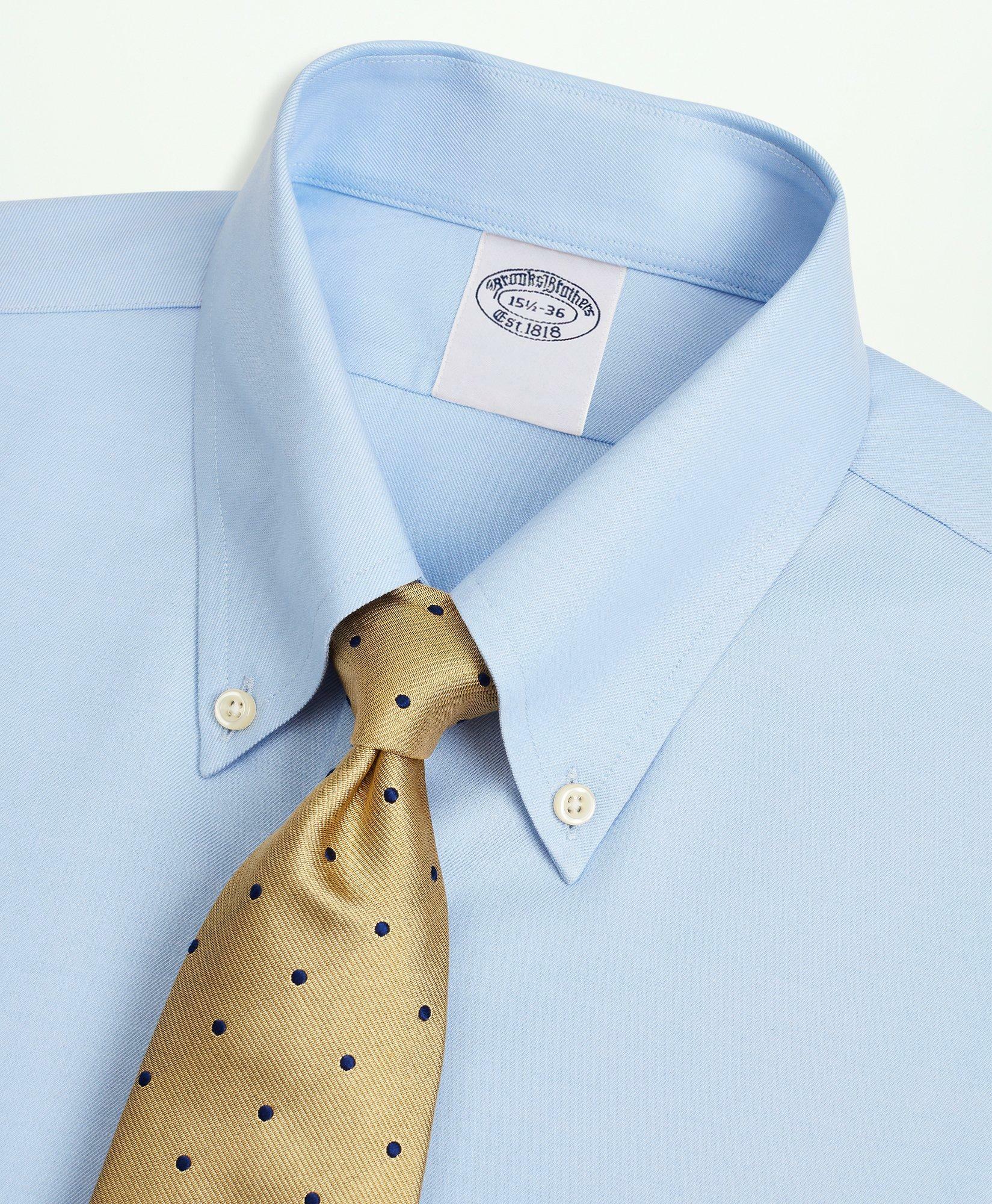 Brooks Brothers Men's Stretch Supima Cotton Non-Iron Twill Button-Down Collar Dress Shirt | Light Blue