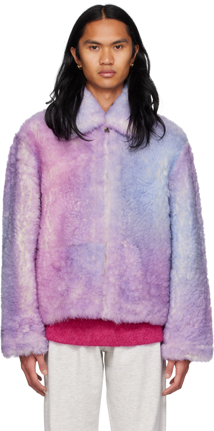 ERL Purple TieDye Shearling Jacket ERL