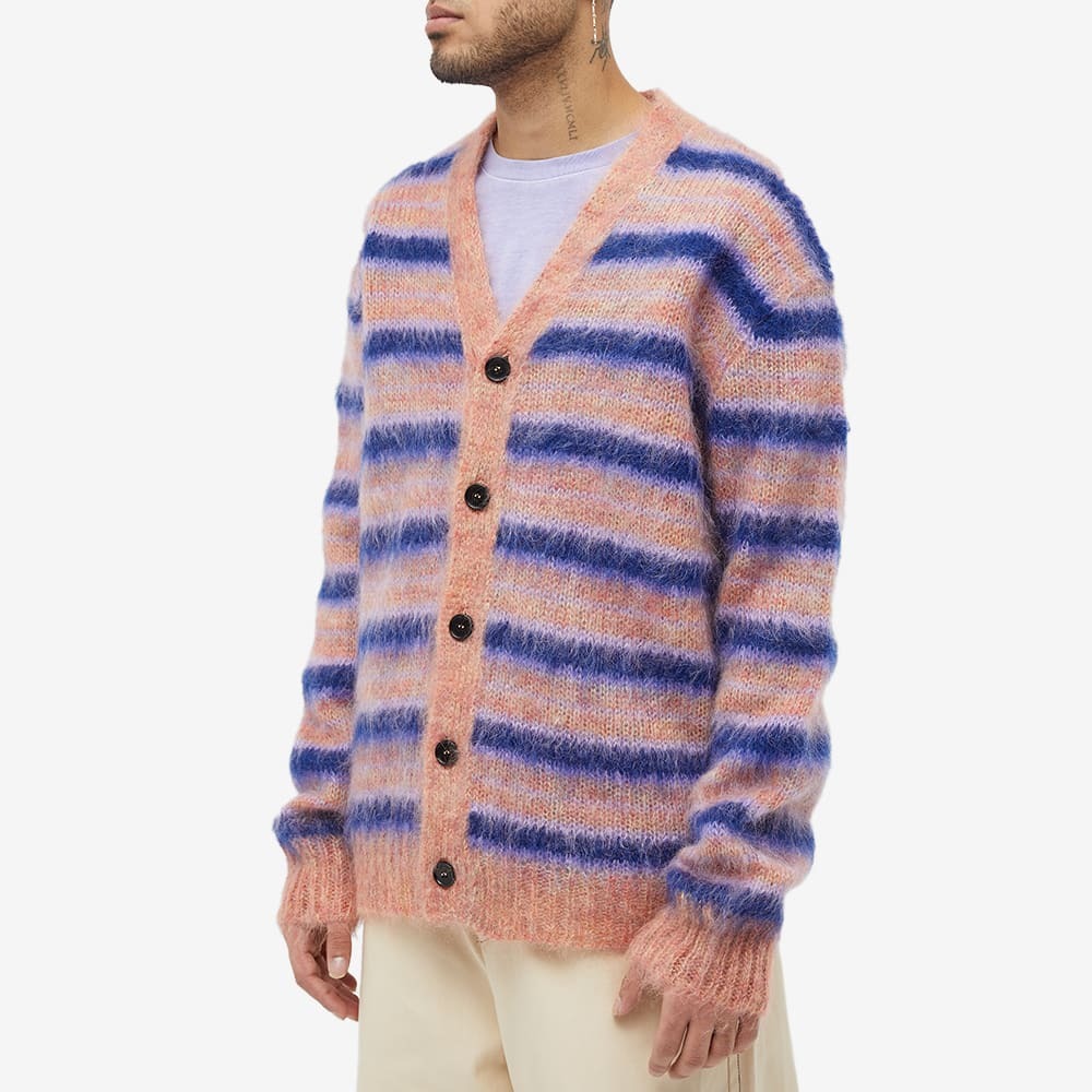 Marni Men's Mohair Stripe Cardigan in Apricot Marni