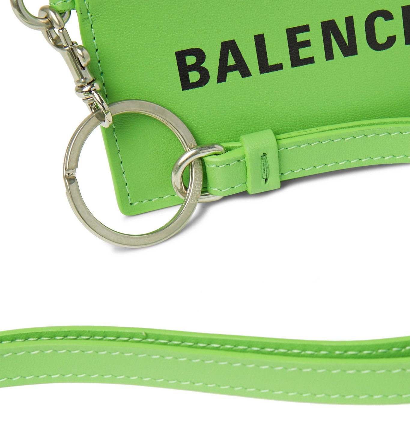Balenciaga LogoPrint Leather Cardholder Green Balenciaga