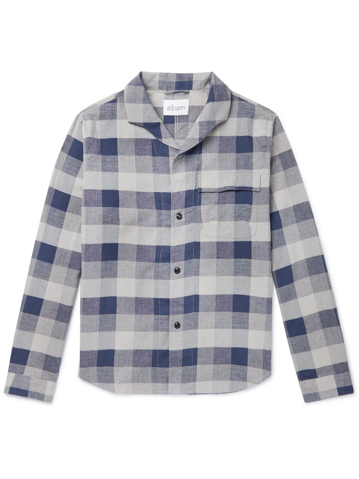 Miles Camp-Collar Checked Cotton-Blend 