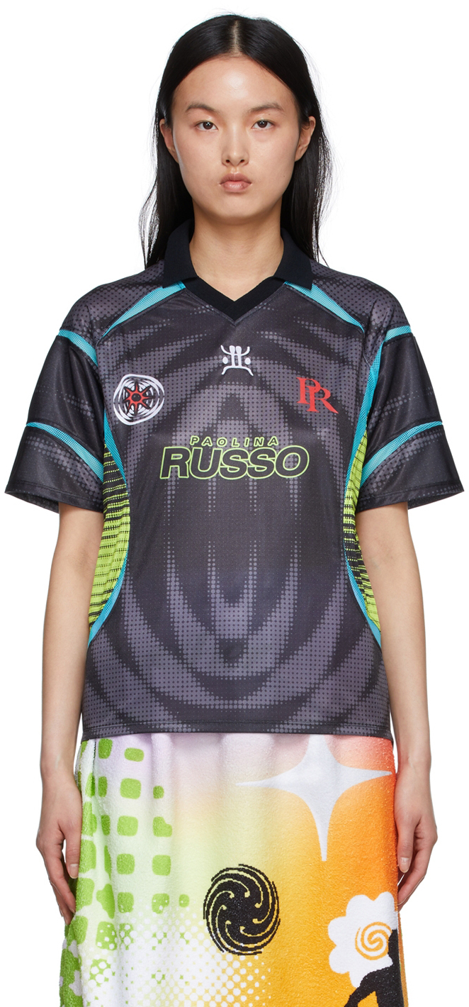 Paolina Russo Black Polyester Polo Paolina Russo