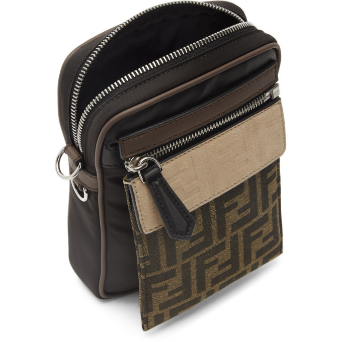Fendi Black and Brown Forever Fendi Messenger Bag Fendi