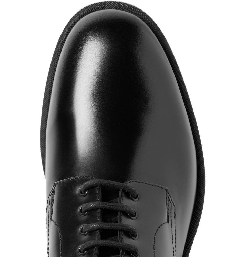 Dunhill - College Polished-Leather Derby Shoes - Men - Black Dunhill