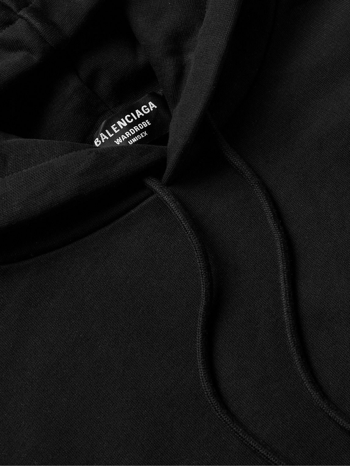 Balenciaga - Logo-Print Cotton-Jersey Hoodie - Black Balenciaga