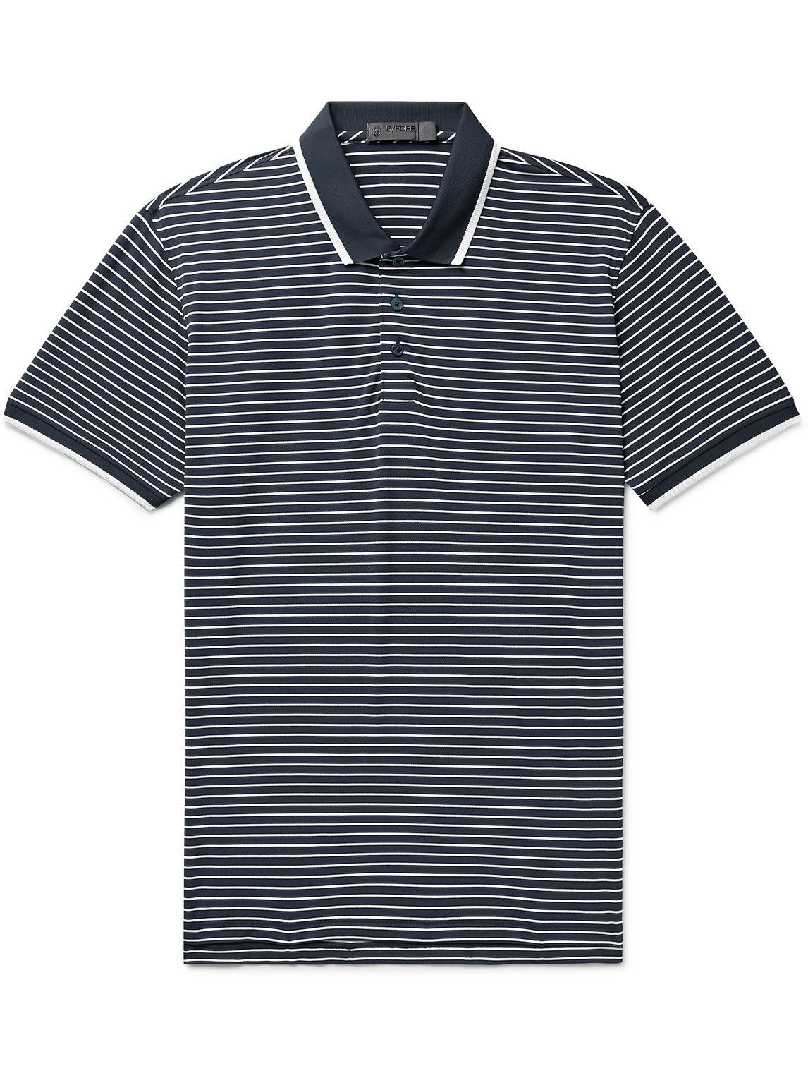 G/FORE - Striped Perforated Stretch-Jersey Golf Polo Shirt - Blue G/FORE